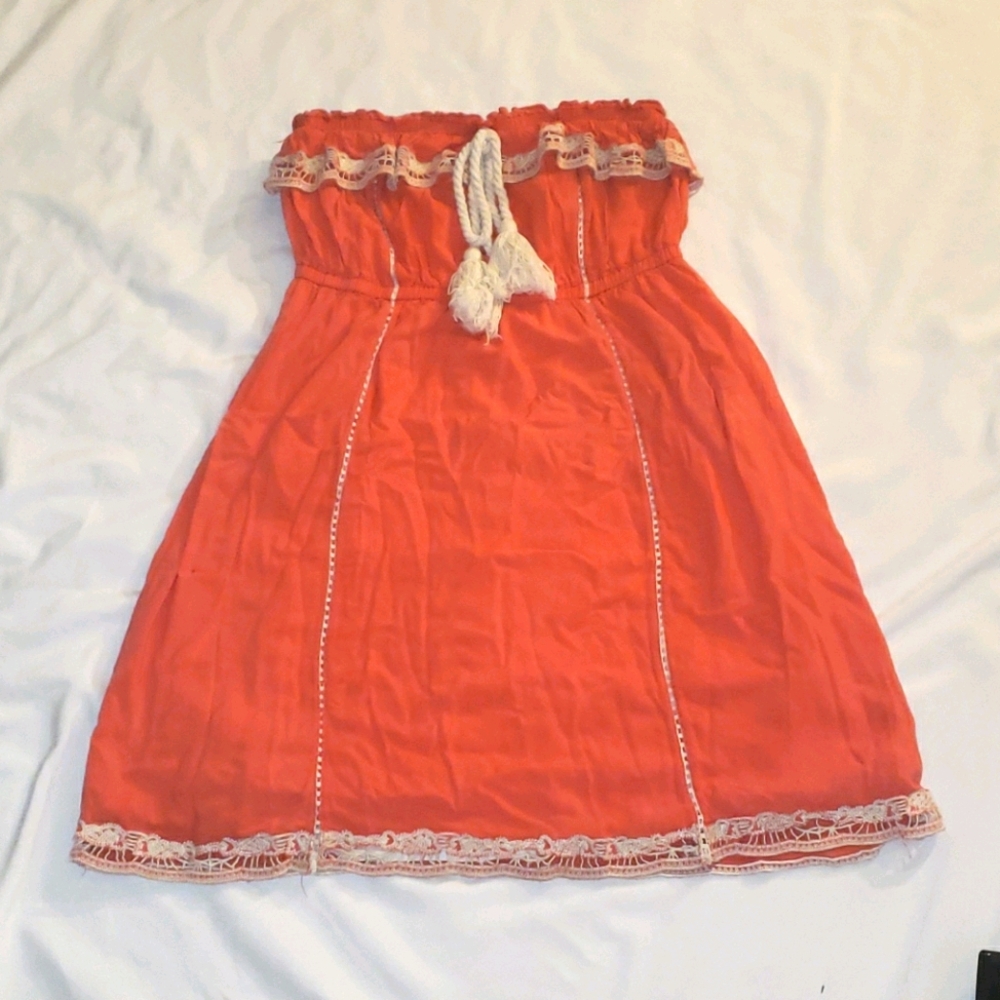 (S) Peach Colored, Papaya Tube Top Dress